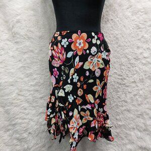 Vintage Chic Fille Women's Black Floral Knee Length Skirt Size S